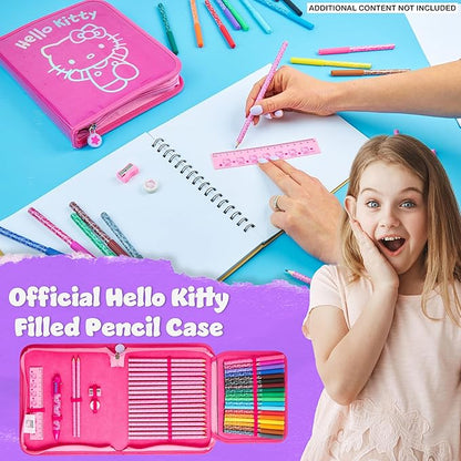 Hello Kitty Sanrio Pencil Case Kids Colored Pencils Markers Kawaii Kuromi Stationery Gifts for Kids (Pink Hello Kitty)
