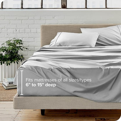Bare Home Full XL Sheet Set - Luxury 1800 Ultra-Soft Microfiber Full Extra Long Bed Sheets - Double Brushed - Deep Pockets - Easy Fit - 4 Piece Set - Bedding Sheets & Pillowcases (Full XL, Cloud Grey)