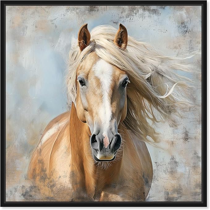 Art Remedy Rustic Rider Canvas Horse Wall Art, Black Frame, 30" x 30"