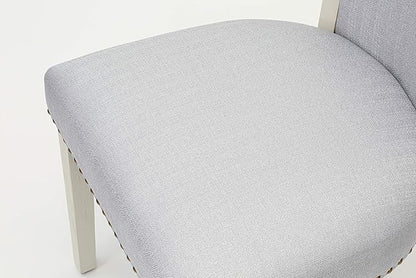 East West Furniture V077VE005-5 5 Piece Dining Table Set for 4 Includes a Rectangle Kitchen Table with V-Legs and 4 Grey Linen Fabric Parsons Dining Chairs, 40x72 Inch, Multi-Color