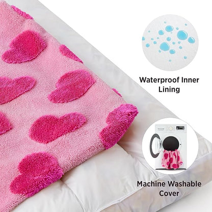 LE SURE Large Dog Beds-Thick Shredded Chopped Foam Pet Bed Indoor Valentine's Day Gift for Pets,Washable Cute Modern Fuzzy Plush & Anti Slip Bottom,Lover Hearts