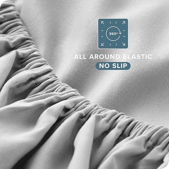 Bare Home Queen Sheet Set - Luxury 1800 Ultra-Soft Microfiber - Double Brushed - Deep Pockets - Easy Fit - 4 Piece Set - Bedding Sheets & Pillowcases (Queen, Cloud Grey)