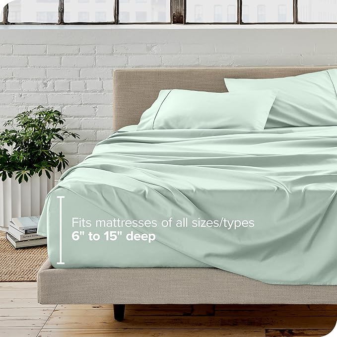 Bare Home Twin XL Sheet Set - College Dorm Size - Luxury 1800 Ultra-Soft Microfiber Twin Extra Long Bed Sheets - Deep Pockets - Easy Fit - Extra Soft - 3 Piece Set - Bed Sheets (Twin XL, Spring Mint)