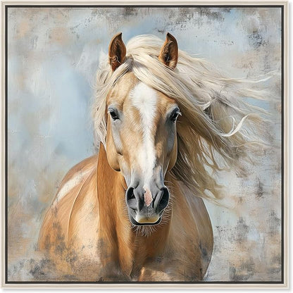 Art Remedy Rustic Rider Canvas Horse Wall Art, Silver Frame, 30" x 30"