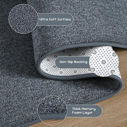 DweIke Rugs for Bedroom Living Room, 4x6 ft Blue Grey Area Rug, Washable Memory Foam Indoor Carpet, Modern Non-Slip Ultra Soft Carpets for Kids Boys Girls Adults Nursery Dorm Home Decor