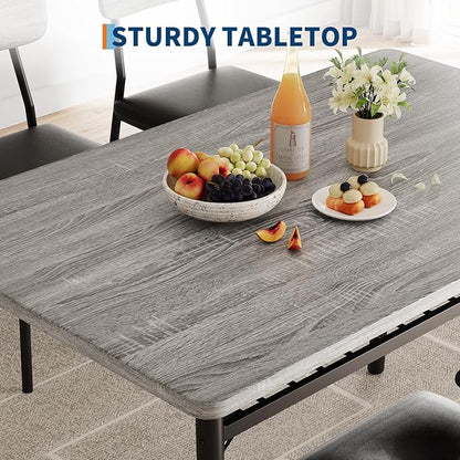 GarveeHome Dining Table for 2 with Storage Rack, Small Kitchen Table for 2 with Metal Frame, Square Table with Upholstered Chairs Set of 2, 3-Piece Dining Room Set for Small Space, Apartment, Gray