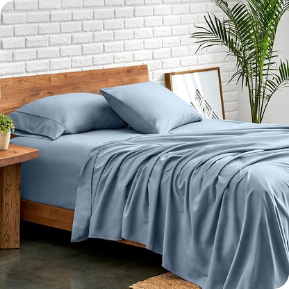 Bare Home Queen Sheet Set - Luxury 1800 Ultra-Soft Microfiber Bed Sheets - Double Brushed - Deep Pockets - Easy Fit - 4 Piece Set - Bedding Sheets & Pillowcases (Queen, Dusty Blue)