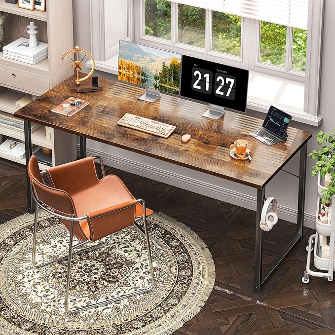 Coleshome 63 Inches Computer Desk, Modern Desk for Home Office, Vintage