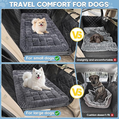 Dog Car Bed Mat, Non-Slip Backseat Extender Pet Blanket, Plaid Dog Bed for SUVs, Sedans & Trucks, Chew-Resistant Travel Pad for Dogs, Easy Clean & Scratch-Proof & Comfort (50"횞24.6") Gray