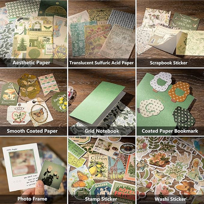 JOYCHOIC Vintage Junk Journal Supplies Aesthetic Journaling Kit, Scrapbook Papers Stickers Large Collection for Bullet Scrapbooking Materials, Planner DIY Arts Craft Collage, Adults