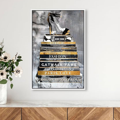 The Oliver Gal Artist Co. Fashion and Glam Wall Art Framed Canvas Prints 'Fashion Thoughts Noir Classic' Shoes