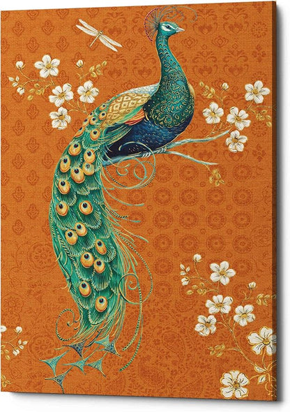 Epic Graffiti 'Ornate Peacock IX Spice' by Daphne Brissonet, Canvas Wall Art, 18"x26"
