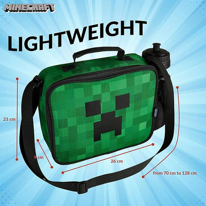 Minecraft Insulated Lunch Bag for Kids Creeper Lunchbox for Boys School Supplies Food Carrier Snacks Picnic Beach Days Travel Gamer Gifts for Kids (Green)