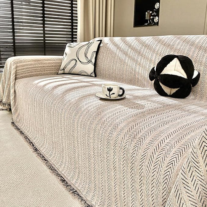 Nobildonna Sofa Cover Washable Soft Thicken Chenille Couch Cover with Tassel,Waterproof Sofa Slipcovers for 2 Cushion Couch,Loveseat,Futon Couch Furniture Protector Pet-Friendly,Brown 71"x102"