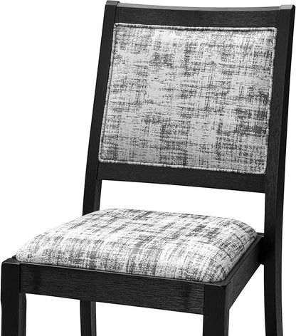 X02X2-2C6-30 4-pc Dining Room Table Set a Rectangular Kitchen Table and a wooden Bench and 2 Wire Brushed Black Polyester Stackable Chair, 39x120 Inch, Wire Brushed Black