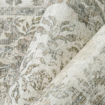 7x9 Area Rug Beige Washable Vintage Distressed Living Room Carpet Large Bedroom Indoor Medallion Floral Non Slip Retro Throw Floor Mat for Office Dining Room Kitchen Bathroom