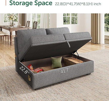 HONBAY Modular Sectional Sleeper Sofa with Pull Out Bed, Loveset Chair for Sectional Couch, Grey