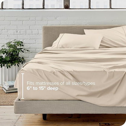 Bare Home King Sheet Set - Luxury 1800 Ultra-Soft Microfiber King Bed Sheets - Double Brushed - Deep Pockets - Easy Fit - 4 Piece Set - Bedding Sheets & Pillowcases (King, Sand)