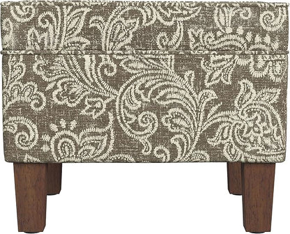 Home Decor | Dinah Collection Modern Storage Ottoman | Ottoman with Storage for Living Room & Bedroom(Brown Jacobean Print)