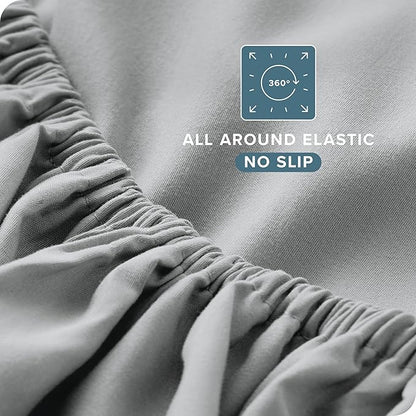 Bare Home Full Extra Long Sheet Set - 1800 Ultra-Soft Microfiber Full XL Bed Sheets - Double Brushed - Deep Pockets - Easy Fit - 4 Piece Set - Bed Sheets (Full XL, French Grey)