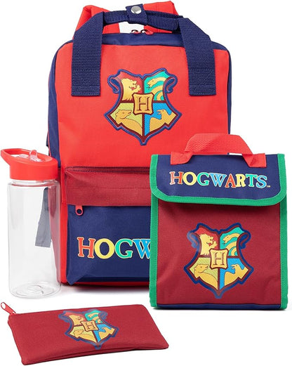 Harry Potter 4 Piece Backpack Set | Kids Hogwarts Rucksack Bundle with School Bag, Pencil Case, Lunch Bag & Water Bottle