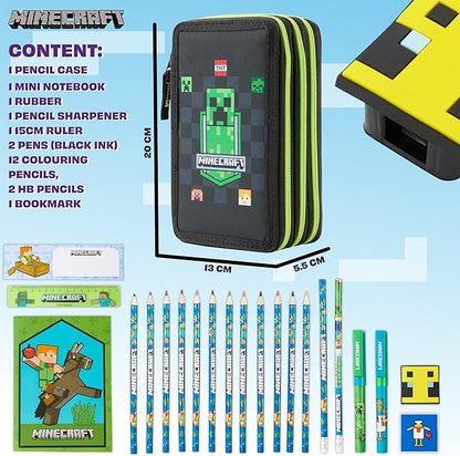 Minecraft Kids Pencil Case Stationery Pens Colored Pencils Notebook School Supplies Gamer Gifts for Boys