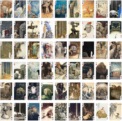 Scandinavian Troll Kingdom Playing Cards (Poker Deck 54 Cards All Different) Scandinavian Trolls Folklore Creatures and Enchanted Forest Scenes from Classic Fairy Tale Illustrations