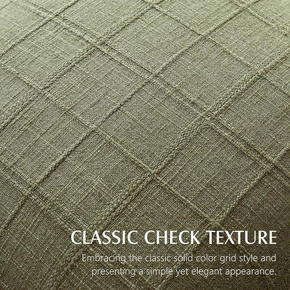 Foindtower Set of 2 Decorative Linen Check Throw Pillow Covers Neutral Farmhouse Vintage Cushion Covers Modern Boho Home Decor for Sofa Chair Couch Bedroom Living Room Outdoor,24×24 Inch,Sage Green