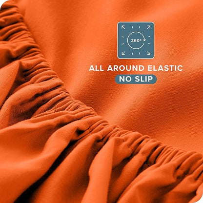 Bare Home Twin XL Sheet Set - College Dorm Size - Luxury 1800 Ultra-Soft Microfiber Twin Extra Long Bed Sheets - Deep Pockets - Easy Fit - Extra Soft - 3 Piece Set - Bed Sheets (Twin XL, Orange)