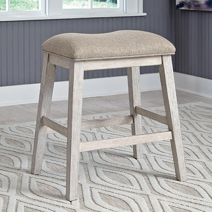 Signature Design by Ashley Skempton Modern 24" Counter Height Upholstered Barstool, 2 Count, Whitewash