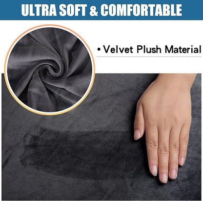 Smiry Velvet Seat Covers for Dining Room Chair Set of 6, Stretch Fit Removable Washable Chair Seat Cushion Protector Slipcovers with Ties, Dark Grey