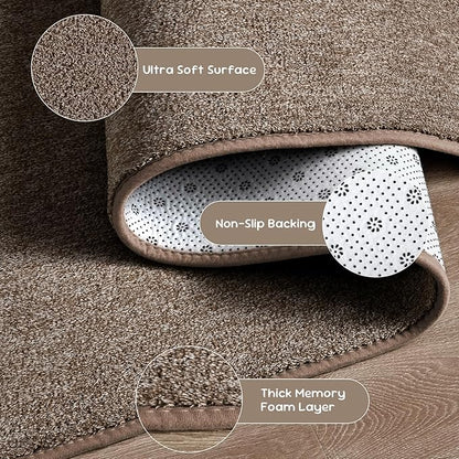 DweIke Rugs for Bedroom Living Room, 4x6 ft Brown Area Rug, Washable Memory Foam Indoor Carpet, Modern Non-Slip Ultra Soft Carpets for Kids Boys Girls Adults Nursery Dorm Home Decor