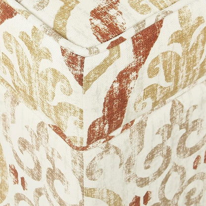 Square Ottoman - Burnt Orange and Cream Medallion