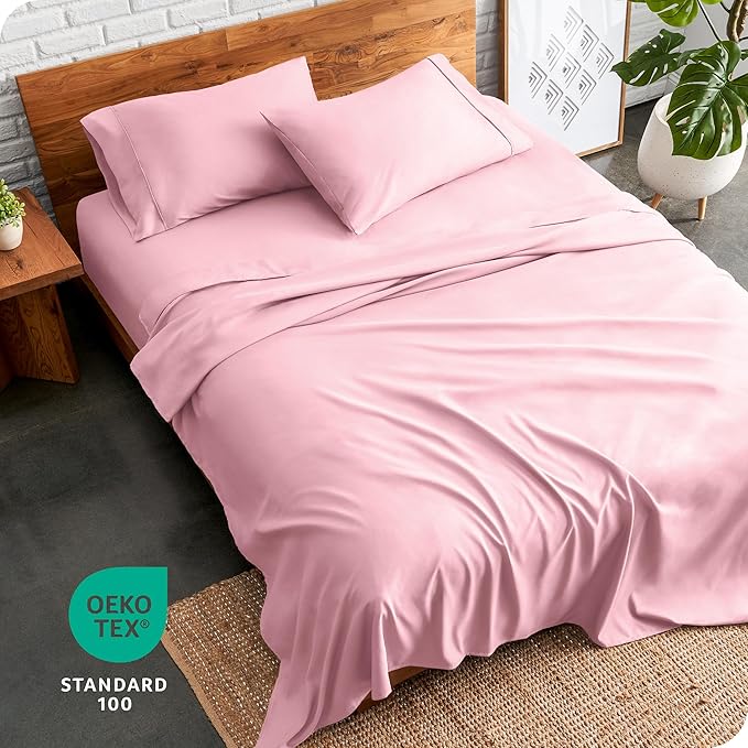 Bare Home Full Sheet Set - Luxury 1800 Ultra-Soft Microfiber Full Bed Sheets - Double Brushed - Deep Pockets - Easy Fit - 4 Piece Set - Bedding Sheets & Pillowcases (Full, Light Pink)