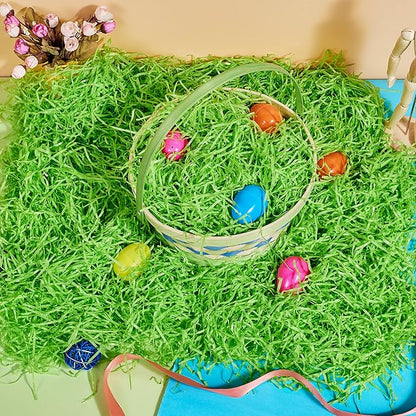 JOYIN 0.75 LB Easter Fake Grass Paper Shred Filler(12 Oz) for Basket Boxes Filling, DIY Gift Wrap Crinkle, Wedding Birthday Engagement Party Decoration, Easter Egg Hunt(Pink, Yellow, Sky Blue, Green)