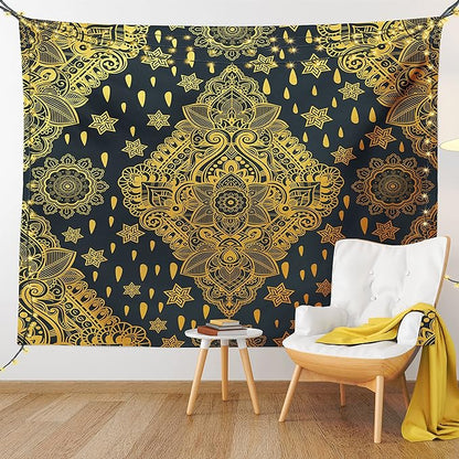 Ambesonne Mandala Tapestry Twin Size, Bohemian Paisley Ornament Tattoo Vintage Design Print, Wall Hanging Bedspread Bed Cover Wall Decor, 68" X 88", Charcoal Grey