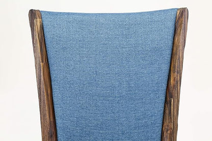 East West Furniture X777VE721-5 5 Piece Dining Table Set Includes a Rectangle Dining Room Table with X-Legs and 4 Blue Color Linen Fabric Parsons Chairs, 40x72 Inch, Multi-Color