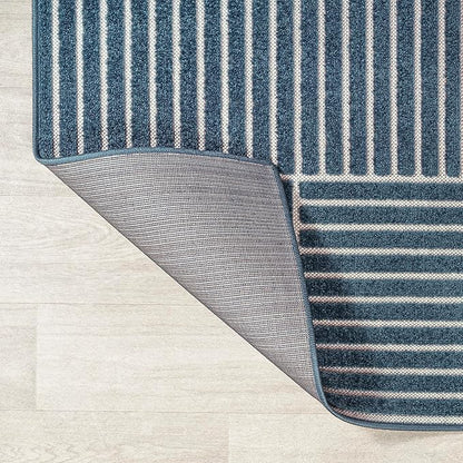 JONATHAN Y Nordby High-Low Arch Striped Navy/Cream Indoor/Outdoor Area Rug, 3x5, Contemporary, Bohemian, Transitional for Bedroom,Kitchen,Living Room,Non Shedding,Easy-Washing (SCN104A-3)