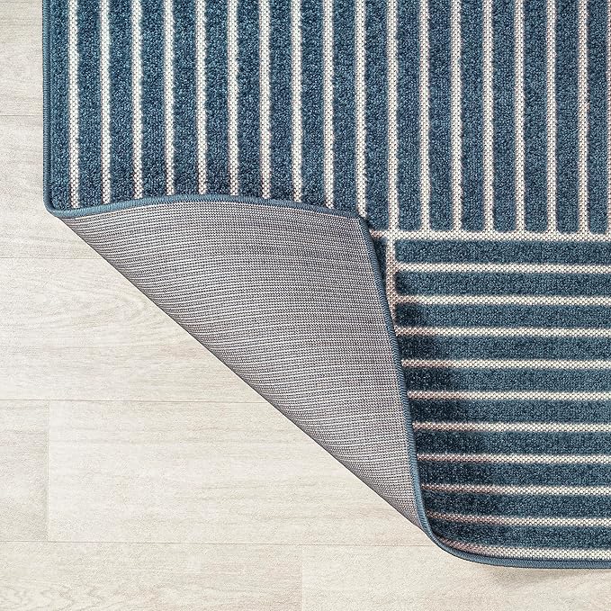 JONATHAN Y Nordby High-Low Arch Striped Navy/Cream Indoor/Outdoor Area Rug, 4x6, Contemporary, Bohemian, Transitional for Bedroom,Kitchen,Living Room,Non Shedding,Easy-Washing (SCN104A-4)