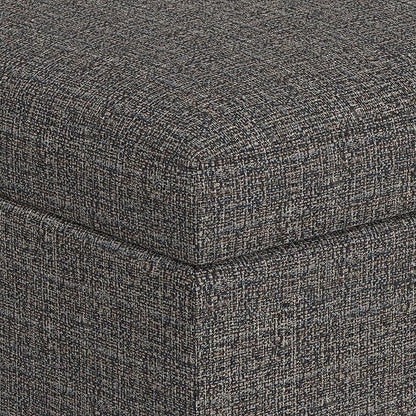 SIMPLIHOME Owen Coffee Table Storage Ottoman - 34 inch Wide Upholstered Tweed Look Fabric Rectangular Lift-Top Ottoman in Ebony, Mid-Century Modern Bench for Living Room with Tapered Legs